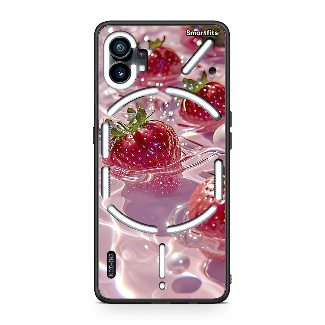 Nothing Phone 1 Juicy Strawberries θήκη από τη Smartfits με σχέδιο στο πίσω μέρος και μαύρο περίβλημα | Smartphone case with colorful back and black bezels by Smartfits