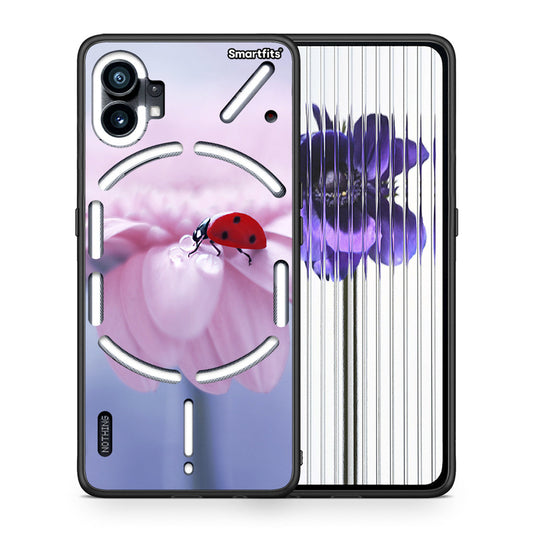 Θήκη Nothing Phone 1 Ladybug Flower από τη Smartfits με σχέδιο στο πίσω μέρος και μαύρο περίβλημα | Nothing Phone 1 Ladybug Flower case with colorful back and black bezels