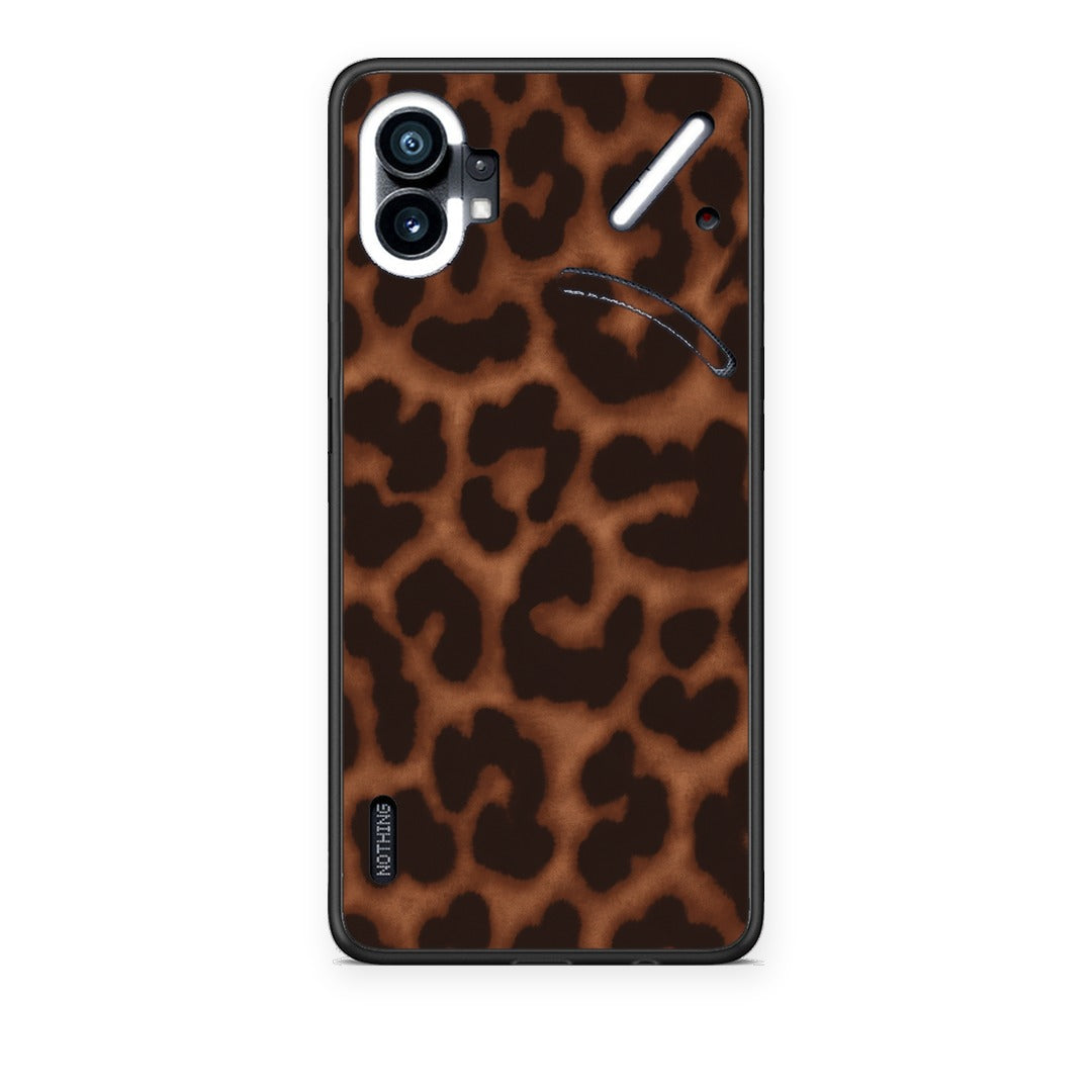Θήκη Nothing Phone 1 Leopard Print Dark Brown από τη Smartfits με σχέδιο στο πίσω μέρος και μαύρο περίβλημα | Nothing Phone 1 Leopard Print Dark Brown case with colorful back and black bezels