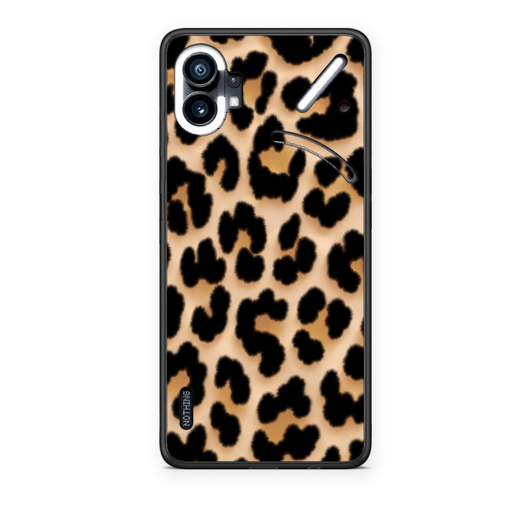 Θήκη Nothing Phone 1 Leopard Print Tan Large από τη Smartfits με σχέδιο στο πίσω μέρος και μαύρο περίβλημα | Nothing Phone 1 Leopard Print Tan Large case with colorful back and black bezels