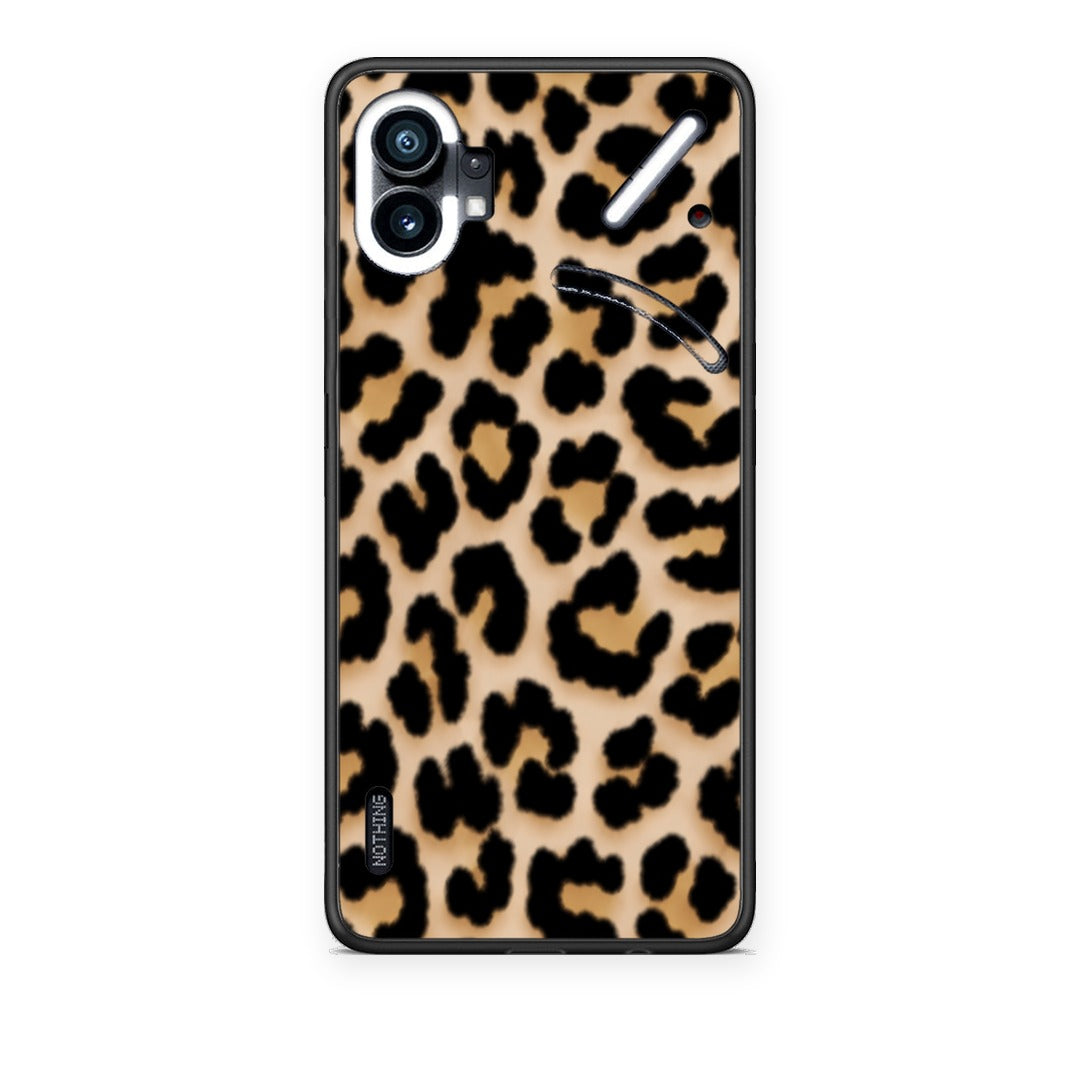 Θήκη Nothing Phone 1 Leopard Print Tan Small από τη Smartfits με σχέδιο στο πίσω μέρος και μαύρο περίβλημα | Nothing Phone 1 Leopard Print Tan Small case with colorful back and black bezels