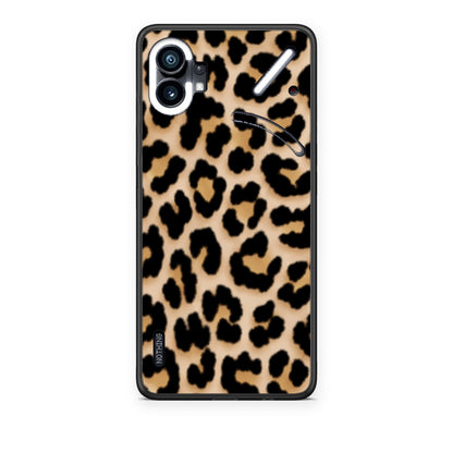 Θήκη Nothing Phone 1 Leopard Print Tan Small από τη Smartfits με σχέδιο στο πίσω μέρος και μαύρο περίβλημα | Nothing Phone 1 Leopard Print Tan Small case with colorful back and black bezels
