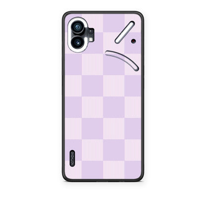 Θήκη Nothing Phone 1 Lilac and Cream Striped Checks από τη Smartfits με σχέδιο στο πίσω μέρος και μαύρο περίβλημα | Nothing Phone 1 Lilac and Cream Striped Checks case with colorful back and black bezels