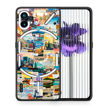 Θήκη Nothing Phone 1 Live To Travel από τη Smartfits με σχέδιο στο πίσω μέρος και μαύρο περίβλημα | Nothing Phone 1 Live To Travel case with colorful back and black bezels