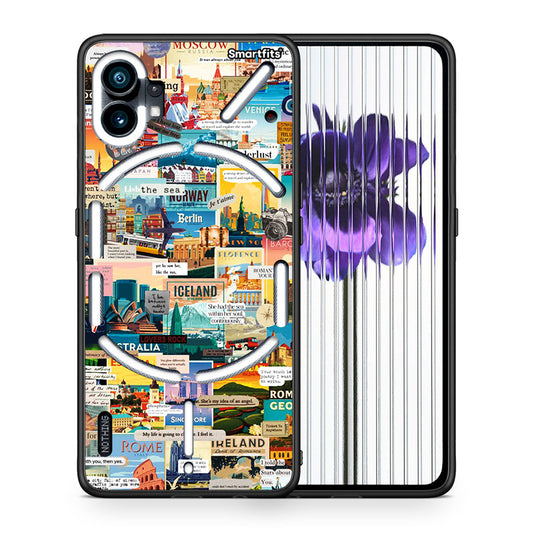 Θήκη Nothing Phone 1 Live To Travel από τη Smartfits με σχέδιο στο πίσω μέρος και μαύρο περίβλημα | Nothing Phone 1 Live To Travel case with colorful back and black bezels