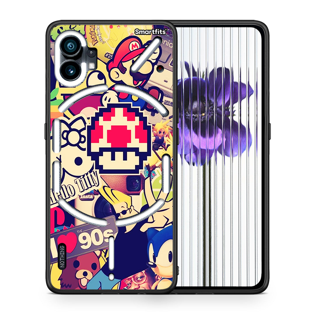 Θήκη Nothing Phone 1 Love The 90s από τη Smartfits με σχέδιο στο πίσω μέρος και μαύρο περίβλημα | Nothing Phone 1 Love The 90s case with colorful back and black bezels