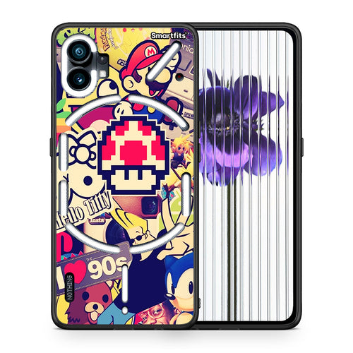 Θήκη Nothing Phone 1 Love The 90s από τη Smartfits με σχέδιο στο πίσω μέρος και μαύρο περίβλημα | Nothing Phone 1 Love The 90s case with colorful back and black bezels