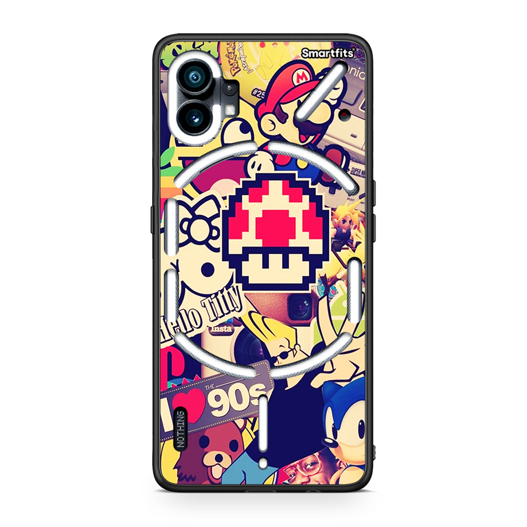 Nothing Phone 1 Love The 90s θήκη από τη Smartfits με σχέδιο στο πίσω μέρος και μαύρο περίβλημα | Smartphone case with colorful back and black bezels by Smartfits