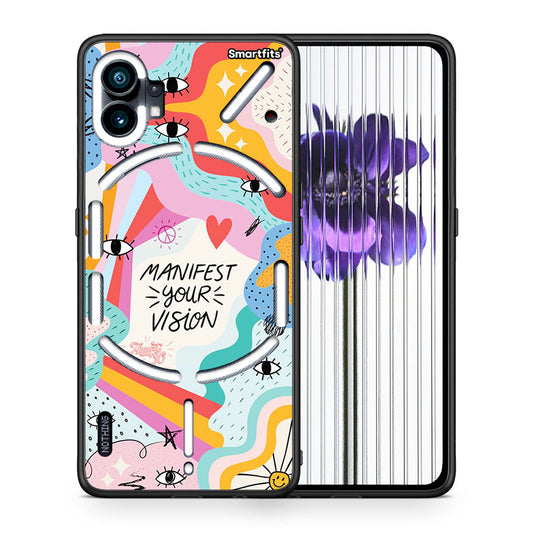 Θήκη Nothing Phone 1 Manifest Your Vision από τη Smartfits με σχέδιο στο πίσω μέρος και μαύρο περίβλημα | Nothing Phone 1 Manifest Your Vision case with colorful back and black bezels