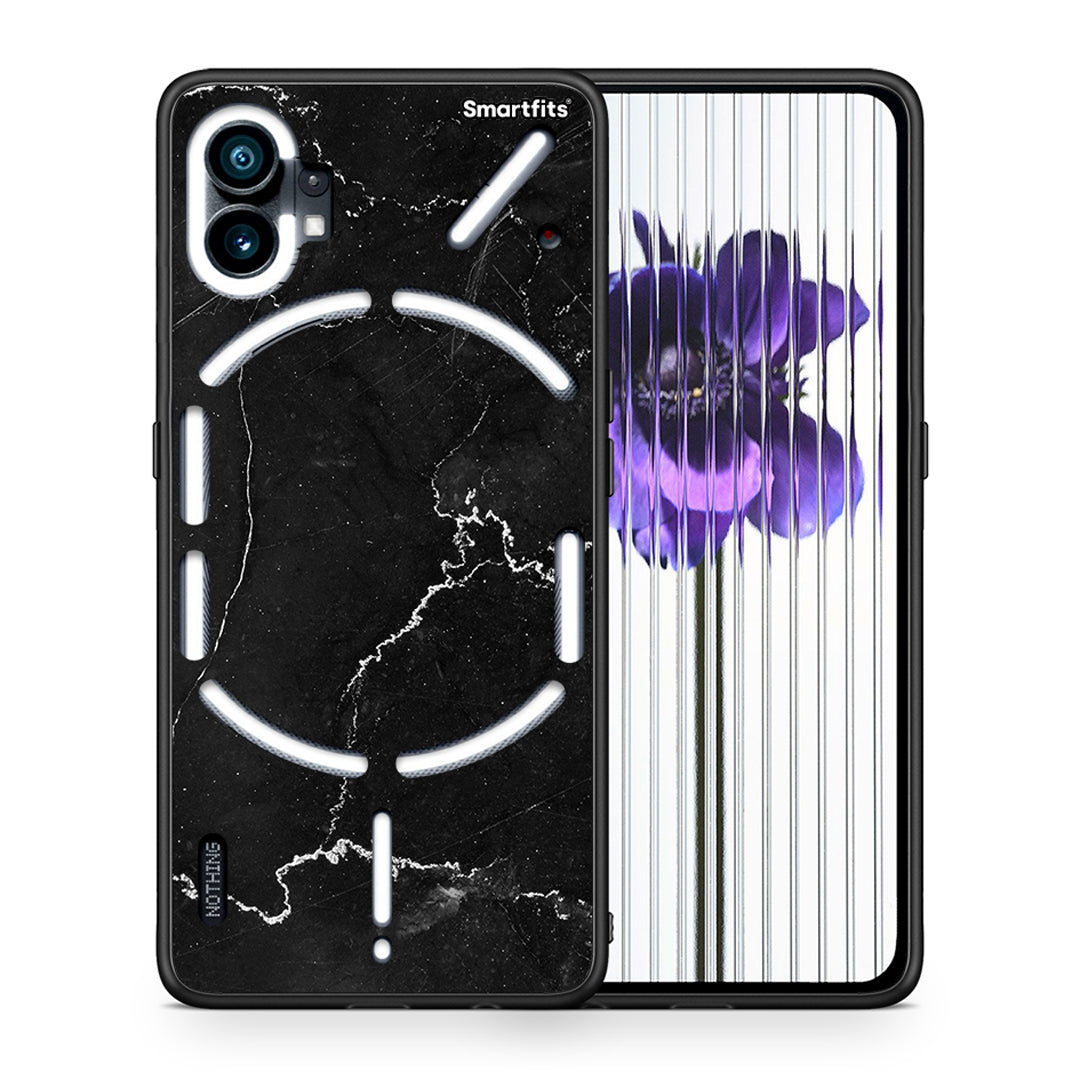 Θήκη Nothing Phone 1 Marble Black από τη Smartfits με σχέδιο στο πίσω μέρος και μαύρο περίβλημα | Nothing Phone 1 Marble Black case with colorful back and black bezels