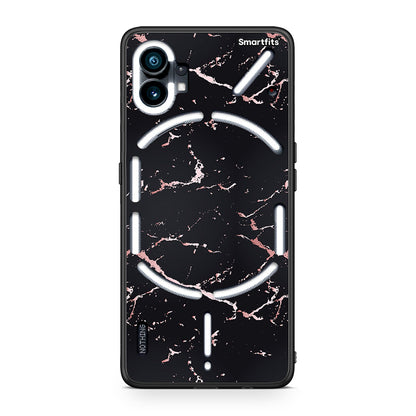 4 - Nothing Phone 1 Black Rosegold Marble case, cover, bumper