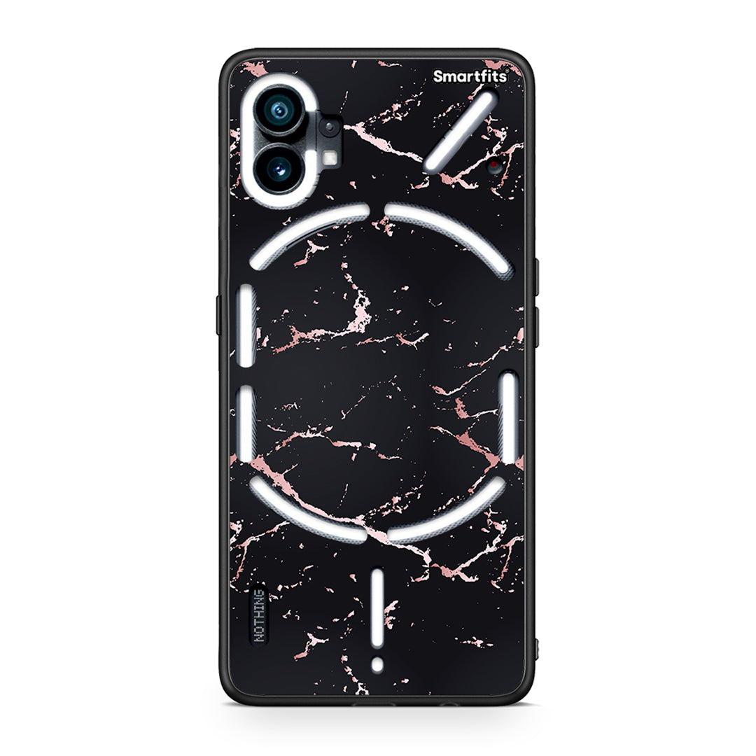 4 - Nothing Phone 1 Black Rosegold Marble case, cover, bumper