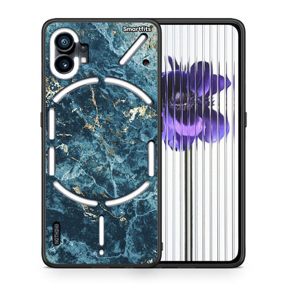 Θήκη Nothing Phone 1 Marble Blue από τη Smartfits με σχέδιο στο πίσω μέρος και μαύρο περίβλημα | Nothing Phone 1 Marble Blue case with colorful back and black bezels