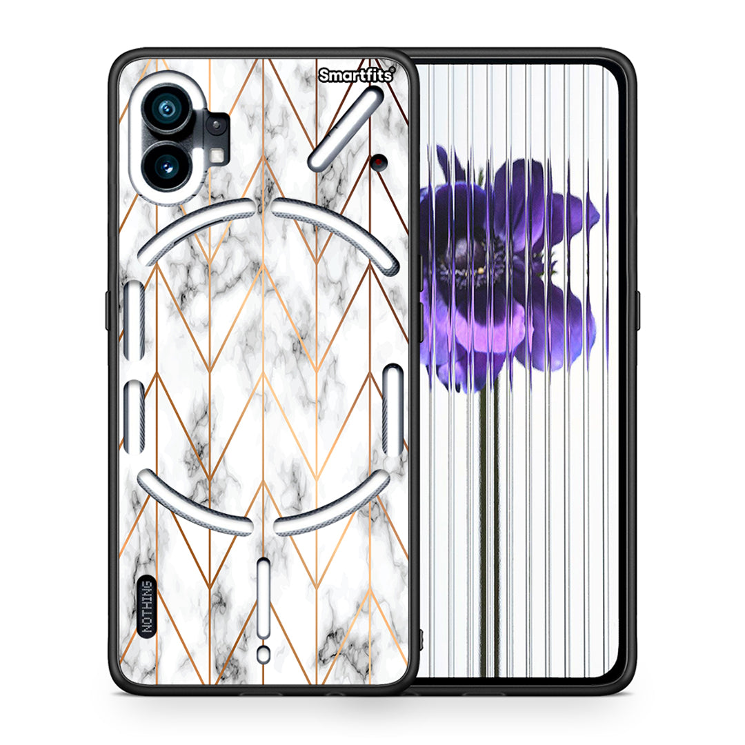 Θήκη Nothing Phone 1 Gold Geometric Marble από τη Smartfits με σχέδιο στο πίσω μέρος και μαύρο περίβλημα | Nothing Phone 1 Gold Geometric Marble case with colorful back and black bezels