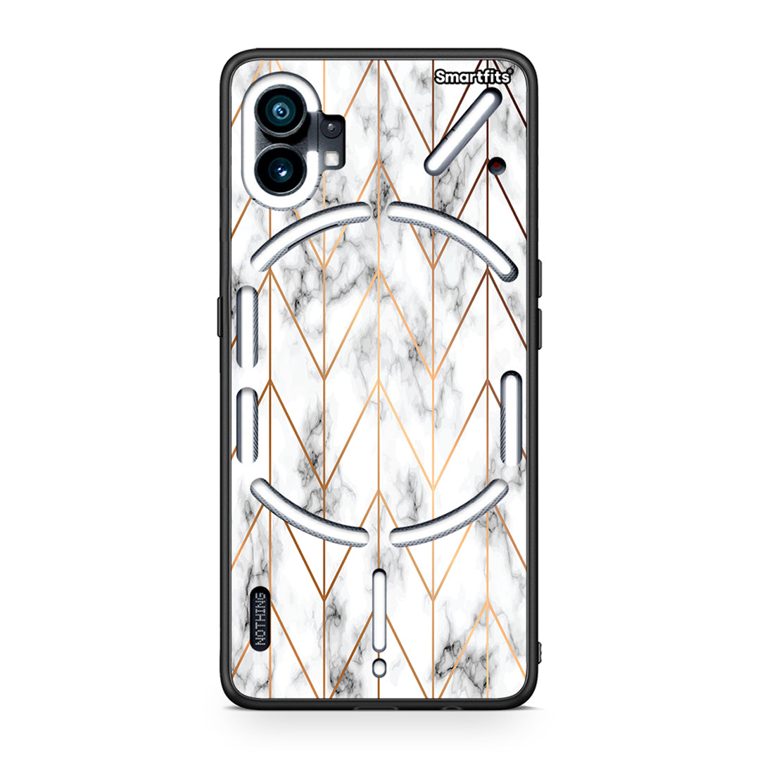 44 - Nothing Phone 1 Gold Geometric Marble case, cover, bumper