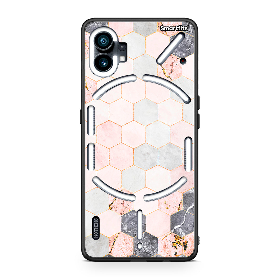 4 - Nothing Phone 1 Hexagon Pink Marble case, cover, bumper