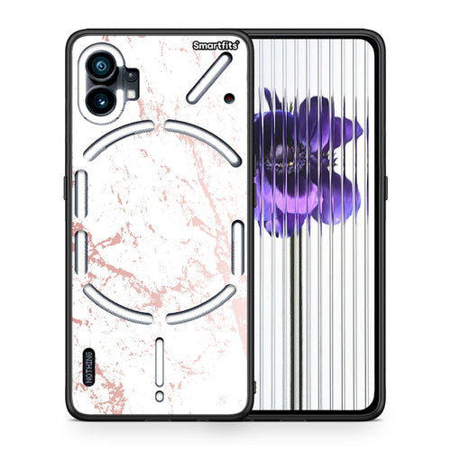 Θήκη Nothing Phone 1 Pink Splash Marble από τη Smartfits με σχέδιο στο πίσω μέρος και μαύρο περίβλημα | Nothing Phone 1 Pink Splash Marble case with colorful back and black bezels