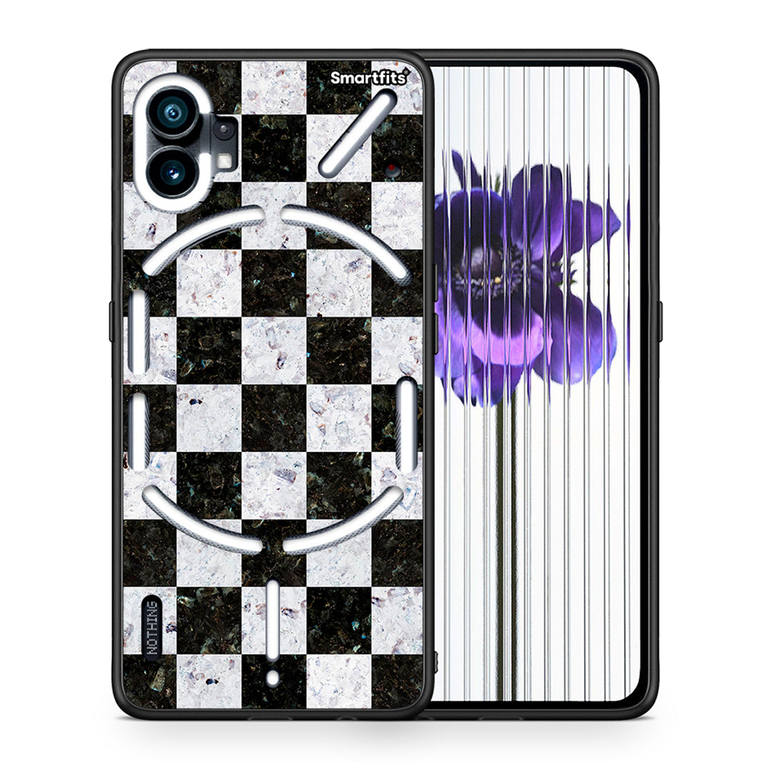 Θήκη Nothing Phone 1 Square Geometric Marble από τη Smartfits με σχέδιο στο πίσω μέρος και μαύρο περίβλημα | Nothing Phone 1 Square Geometric Marble case with colorful back and black bezels