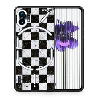 Θήκη Nothing Phone 1 Square Geometric Marble από τη Smartfits με σχέδιο στο πίσω μέρος και μαύρο περίβλημα | Nothing Phone 1 Square Geometric Marble case with colorful back and black bezels