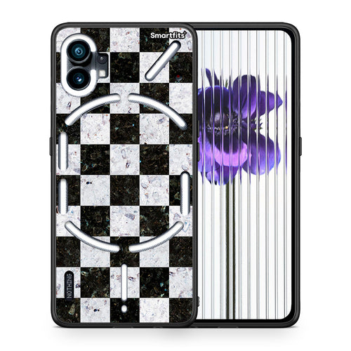 Θήκη Nothing Phone 1 Square Geometric Marble από τη Smartfits με σχέδιο στο πίσω μέρος και μαύρο περίβλημα | Nothing Phone 1 Square Geometric Marble case with colorful back and black bezels