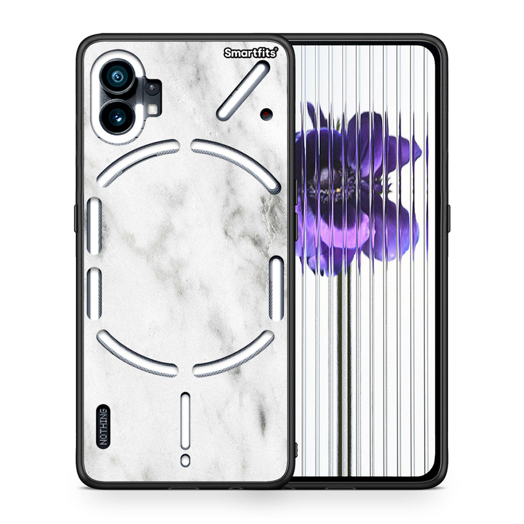 Θήκη Nothing Phone 1 White Marble από τη Smartfits με σχέδιο στο πίσω μέρος και μαύρο περίβλημα | Nothing Phone 1 White Marble case with colorful back and black bezels