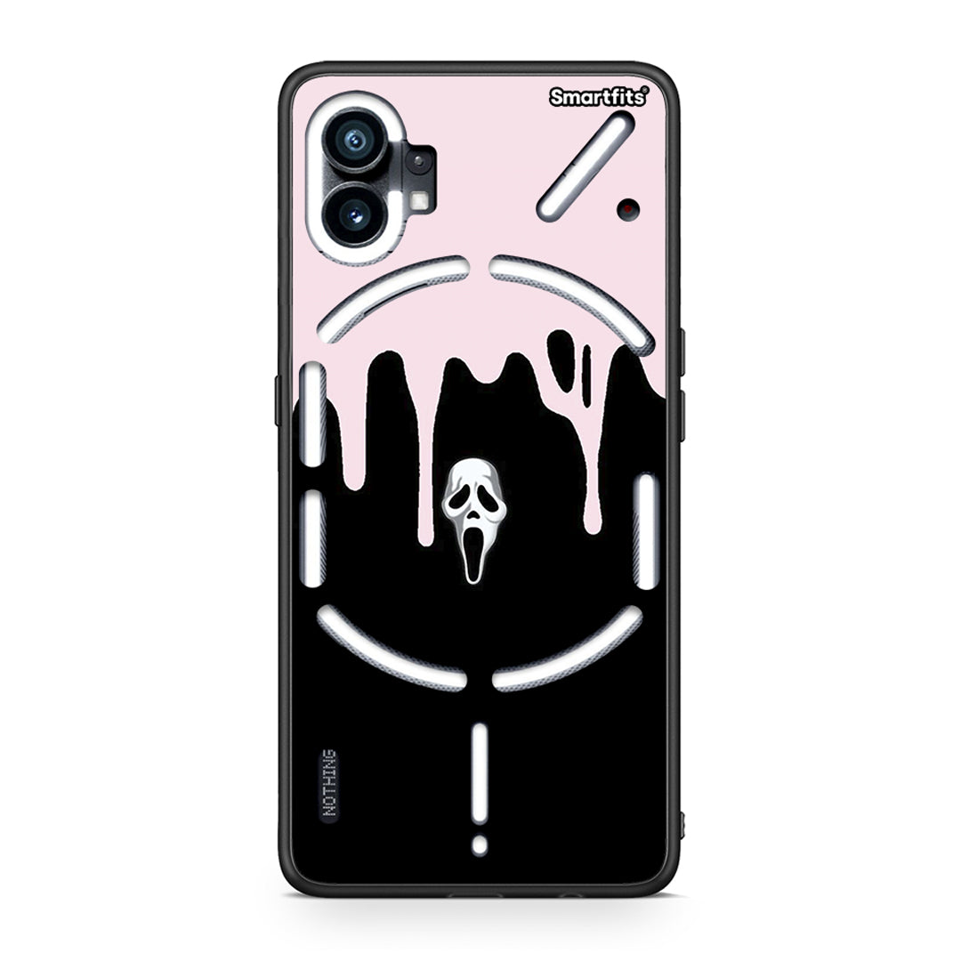 Nothing Phone 1 Melting Halloween Mask Θήκη από τη Smartfits με σχέδιο στο πίσω μέρος και μαύρο περίβλημα | Smartphone case with colorful back and black bezels by Smartfits