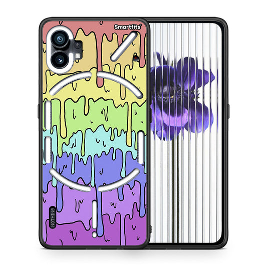 Θήκη Nothing Phone 1 Melting Rainbow από τη Smartfits με σχέδιο στο πίσω μέρος και μαύρο περίβλημα | Nothing Phone 1 Melting Rainbow case with colorful back and black bezels