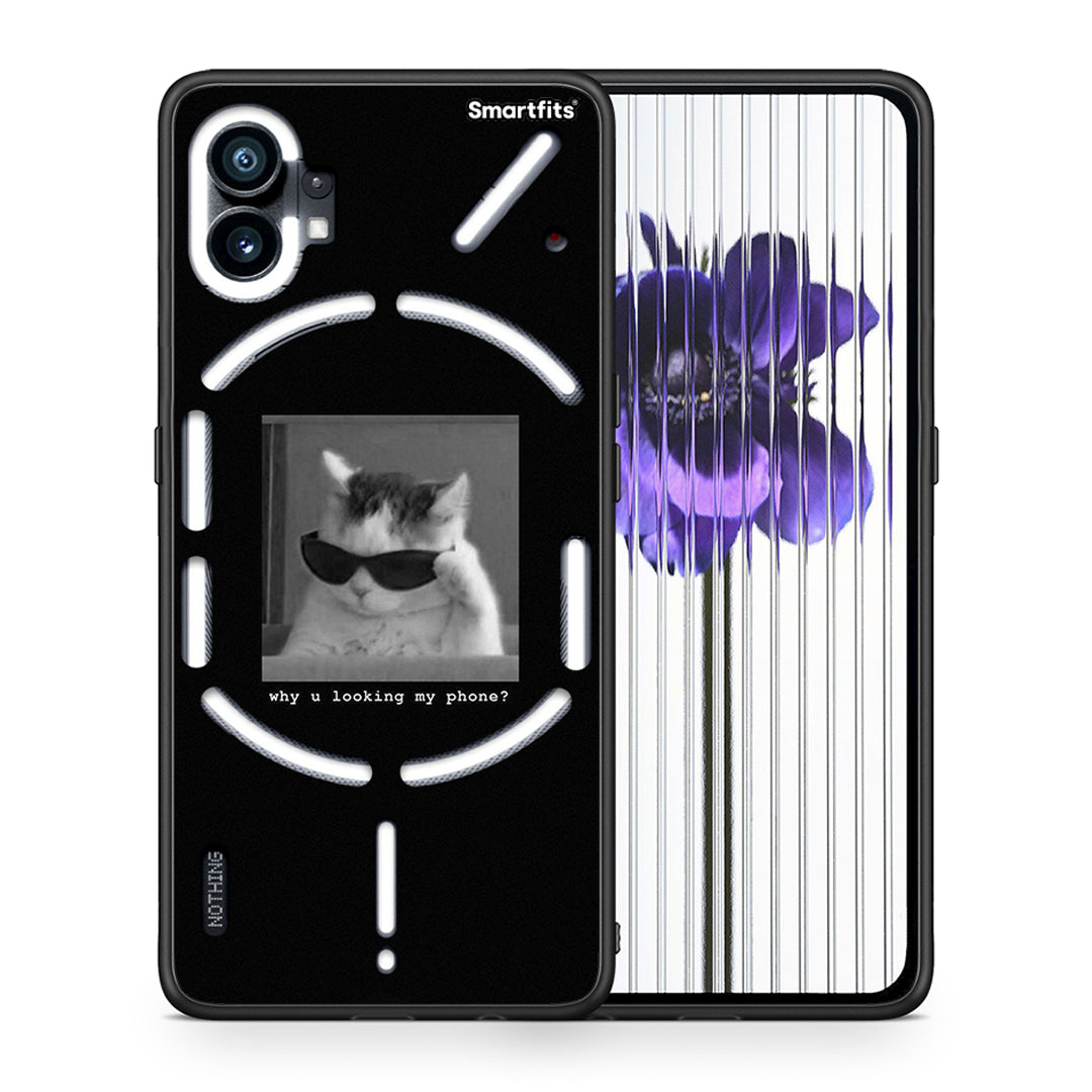 Θήκη Nothing Phone 1 Meme Cat από τη Smartfits με σχέδιο στο πίσω μέρος και μαύρο περίβλημα | Nothing Phone 1 Meme Cat case with colorful back and black bezels