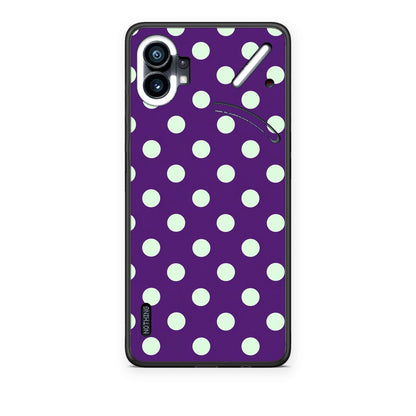 Θήκη Nothing Phone 1 Mint Polka Dots on Purple από τη Smartfits με σχέδιο στο πίσω μέρος και μαύρο περίβλημα | Nothing Phone 1 Mint Polka Dots on Purple case with colorful back and black bezels