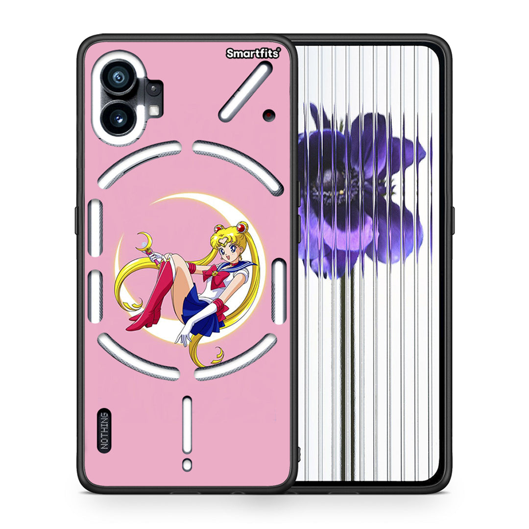 Θήκη Nothing Phone 1 Moon Girl από τη Smartfits με σχέδιο στο πίσω μέρος και μαύρο περίβλημα | Nothing Phone 1 Moon Girl case with colorful back and black bezels