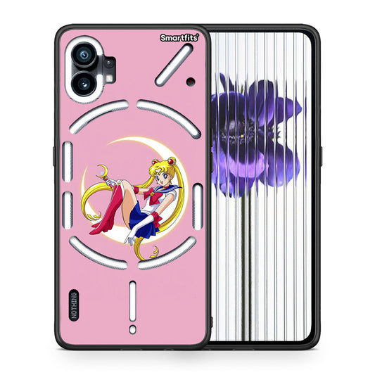 Θήκη Nothing Phone 1 Moon Girl από τη Smartfits με σχέδιο στο πίσω μέρος και μαύρο περίβλημα | Nothing Phone 1 Moon Girl case with colorful back and black bezels