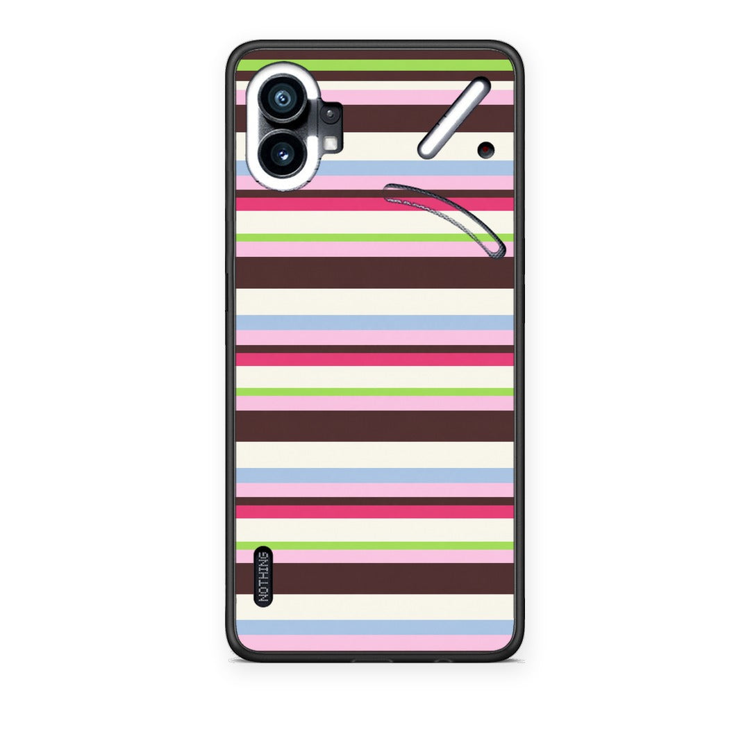 Θήκη Nothing Phone 1 Multicolour Horizontal Stripes από τη Smartfits με σχέδιο στο πίσω μέρος και μαύρο περίβλημα | Nothing Phone 1 Multicolour Horizontal Stripes case with colorful back and black bezels