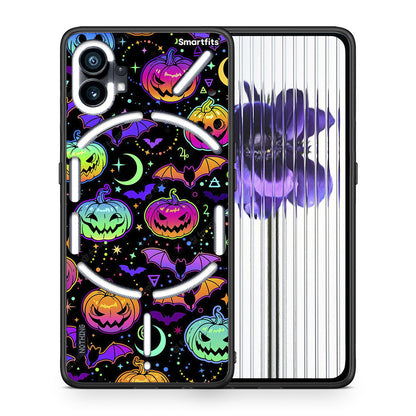 Θήκη Nothing Phone 1 Neon Halloween από τη Smartfits με σχέδιο στο πίσω μέρος και μαύρο περίβλημα | Nothing Phone 1 Neon Halloween case with colorful back and black bezels
