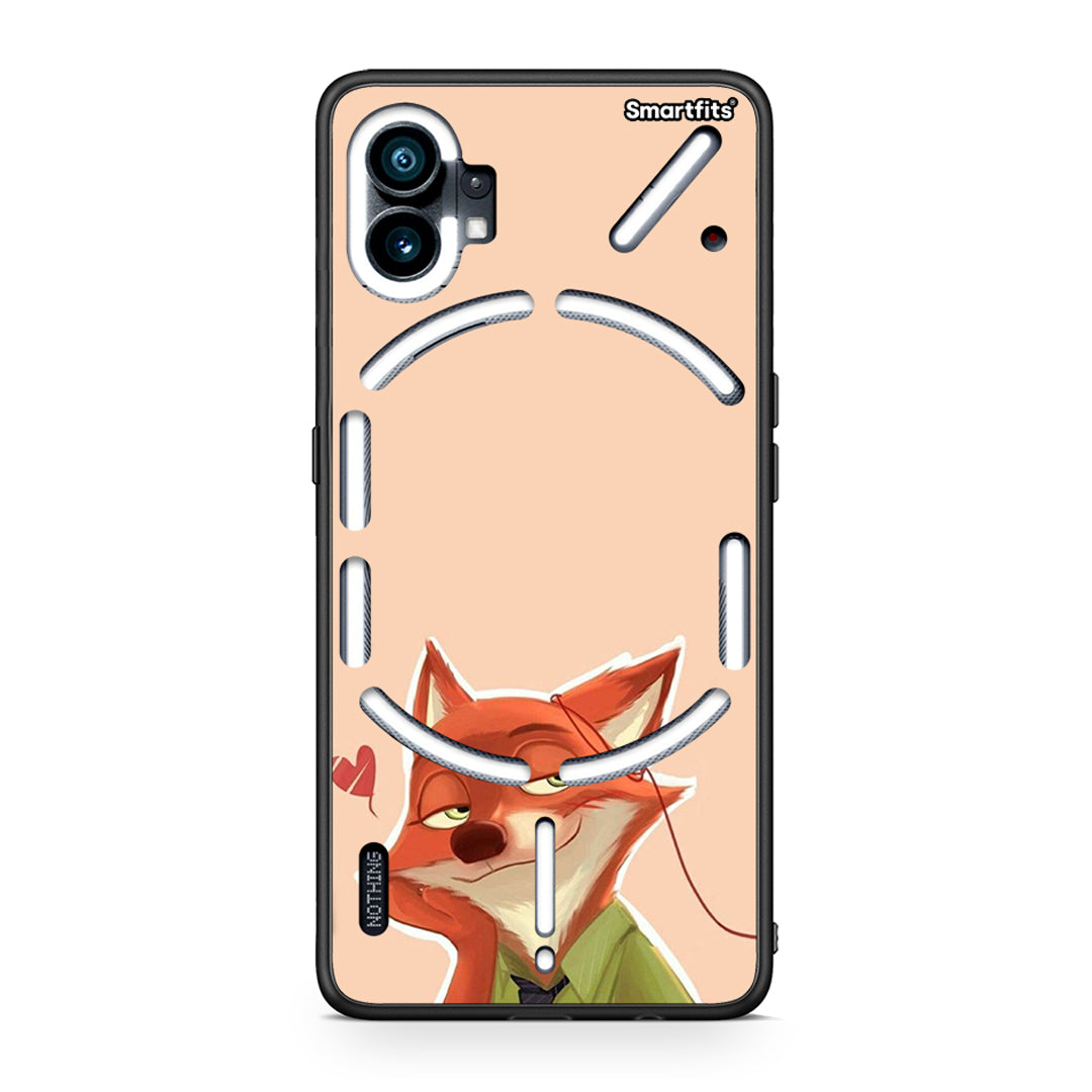 Nothing Phone 1 Nick Wilde And Judy Hopps Love 1 θήκη από τη Smartfits με σχέδιο στο πίσω μέρος και μαύρο περίβλημα | Smartphone case with colorful back and black bezels by Smartfits