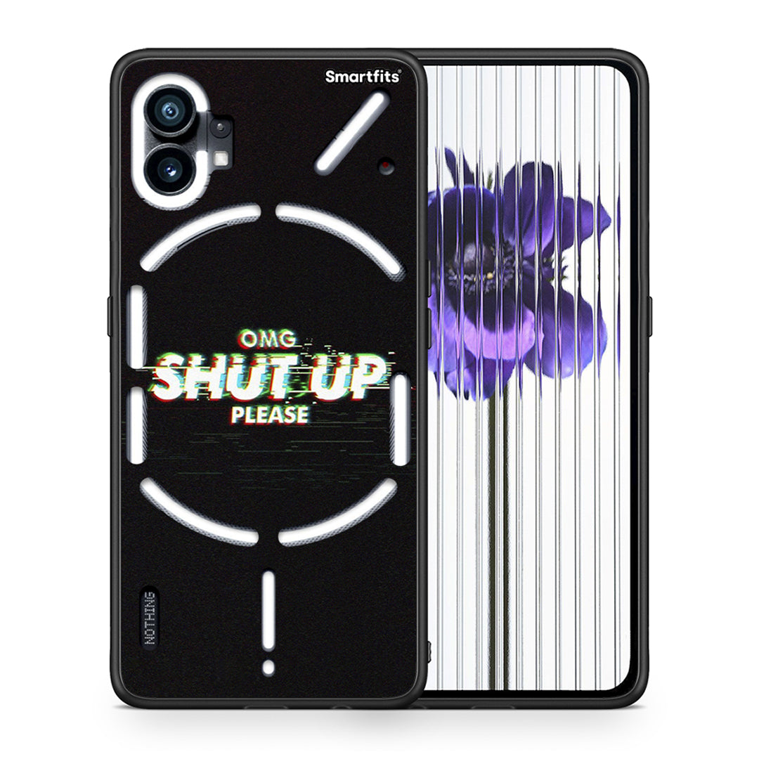 Θήκη Nothing Phone 1 OMG ShutUp από τη Smartfits με σχέδιο στο πίσω μέρος και μαύρο περίβλημα | Nothing Phone 1 OMG ShutUp case with colorful back and black bezels