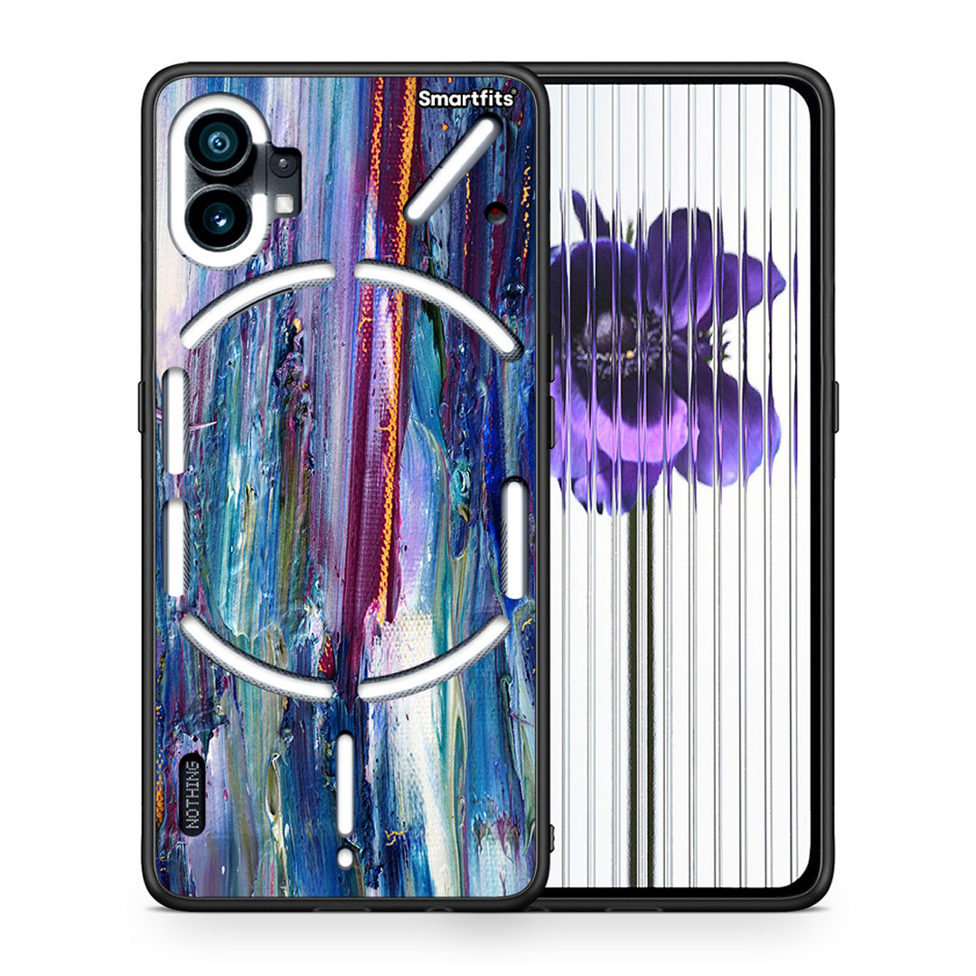 Θήκη Nothing Phone 1 Winter Paint από τη Smartfits με σχέδιο στο πίσω μέρος και μαύρο περίβλημα | Nothing Phone 1 Winter Paint case with colorful back and black bezels