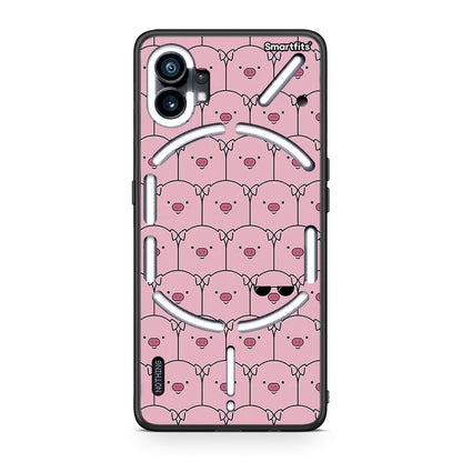 Nothing Phone 1 Pig Glasses θήκη από τη Smartfits με σχέδιο στο πίσω μέρος και μαύρο περίβλημα | Smartphone case with colorful back and black bezels by Smartfits