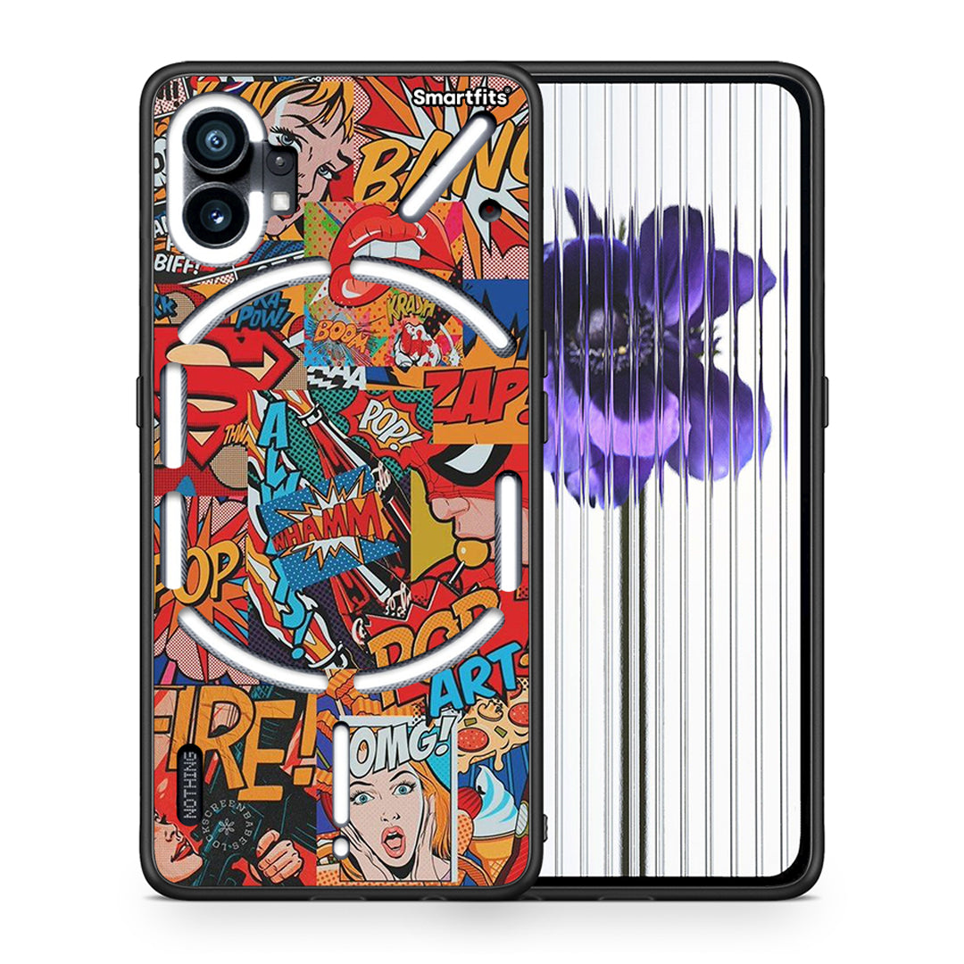 Θήκη Nothing Phone 1 PopArt OMG από τη Smartfits με σχέδιο στο πίσω μέρος και μαύρο περίβλημα | Nothing Phone 1 PopArt OMG case with colorful back and black bezels