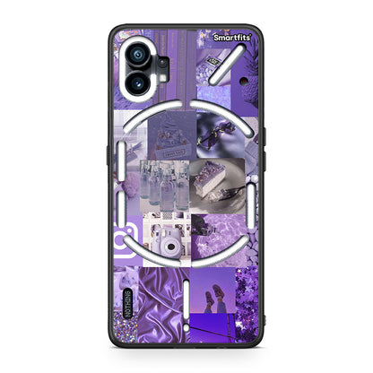 Nothing Phone 1 Purple Aesthetic Collage θήκη από τη Smartfits με σχέδιο στο πίσω μέρος και μαύρο περίβλημα | Smartphone case with colorful back and black bezels by Smartfits