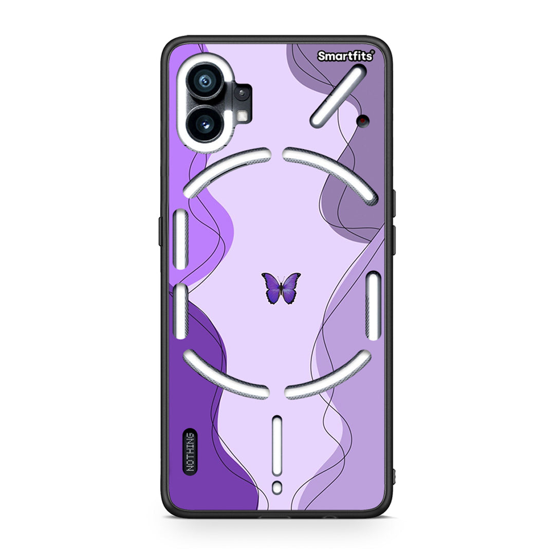 Nothing Phone 1 Purple Mariposa Θήκη Αγίου Βαλεντίνου από τη Smartfits με σχέδιο στο πίσω μέρος και μαύρο περίβλημα | Smartphone case with colorful back and black bezels by Smartfits