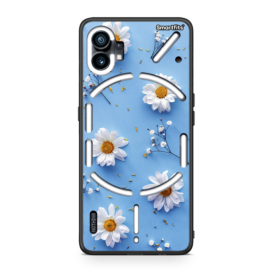 Nothing Phone 1 Real Daisies θήκη από τη Smartfits με σχέδιο στο πίσω μέρος και μαύρο περίβλημα | Smartphone case with colorful back and black bezels by Smartfits
