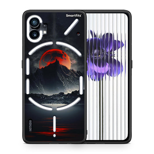 Θήκη Nothing Phone 1 Red Full Moon από τη Smartfits με σχέδιο στο πίσω μέρος και μαύρο περίβλημα | Nothing Phone 1 Red Full Moon case with colorful back and black bezels