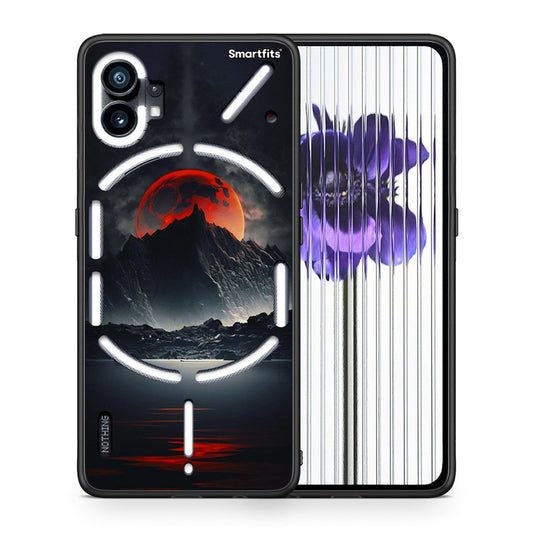 Θήκη Nothing Phone 1 Red Full Moon από τη Smartfits με σχέδιο στο πίσω μέρος και μαύρο περίβλημα | Nothing Phone 1 Red Full Moon case with colorful back and black bezels