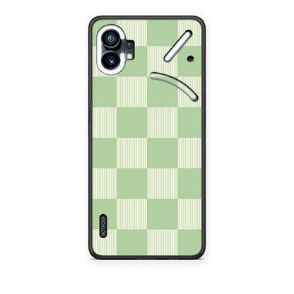 Θήκη Nothing Phone 1 Sage and Cream Striped Checks από τη Smartfits με σχέδιο στο πίσω μέρος και μαύρο περίβλημα | Nothing Phone 1 Sage and Cream Striped Checks case with colorful back and black bezels