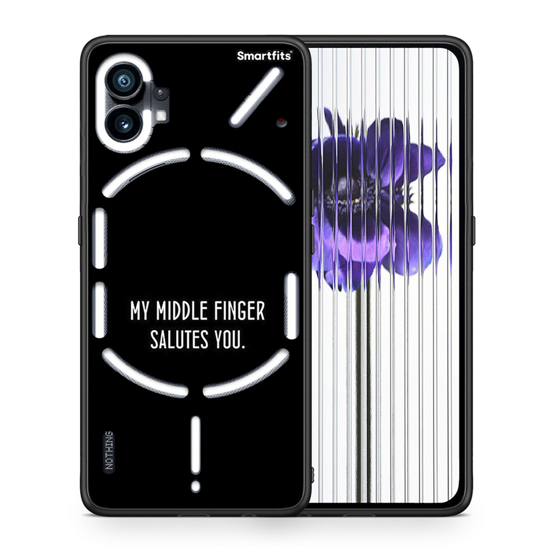 Θήκη Nothing Phone 1 Salute από τη Smartfits με σχέδιο στο πίσω μέρος και μαύρο περίβλημα | Nothing Phone 1 Salute case with colorful back and black bezels