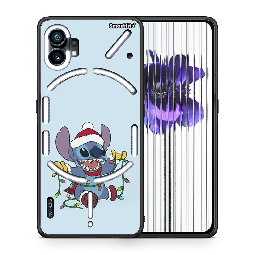 Θήκη Nothing Phone 1 Santa Stich από τη Smartfits με σχέδιο στο πίσω μέρος και μαύρο περίβλημα | Nothing Phone 1 Santa Stich case with colorful back and black bezels
