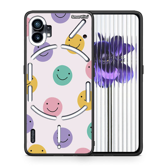 Θήκη Nothing Phone 1 Smiley Faces από τη Smartfits με σχέδιο στο πίσω μέρος και μαύρο περίβλημα | Nothing Phone 1 Smiley Faces case with colorful back and black bezels