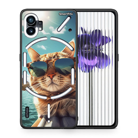 Θήκη Nothing Phone 1 Summer Cat από τη Smartfits με σχέδιο στο πίσω μέρος και μαύρο περίβλημα | Nothing Phone 1 Summer Cat case with colorful back and black bezels