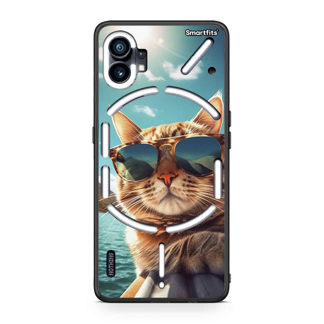 Nothing Phone 1 Summer Cat θήκη από τη Smartfits με σχέδιο στο πίσω μέρος και μαύρο περίβλημα | Smartphone case with colorful back and black bezels by Smartfits