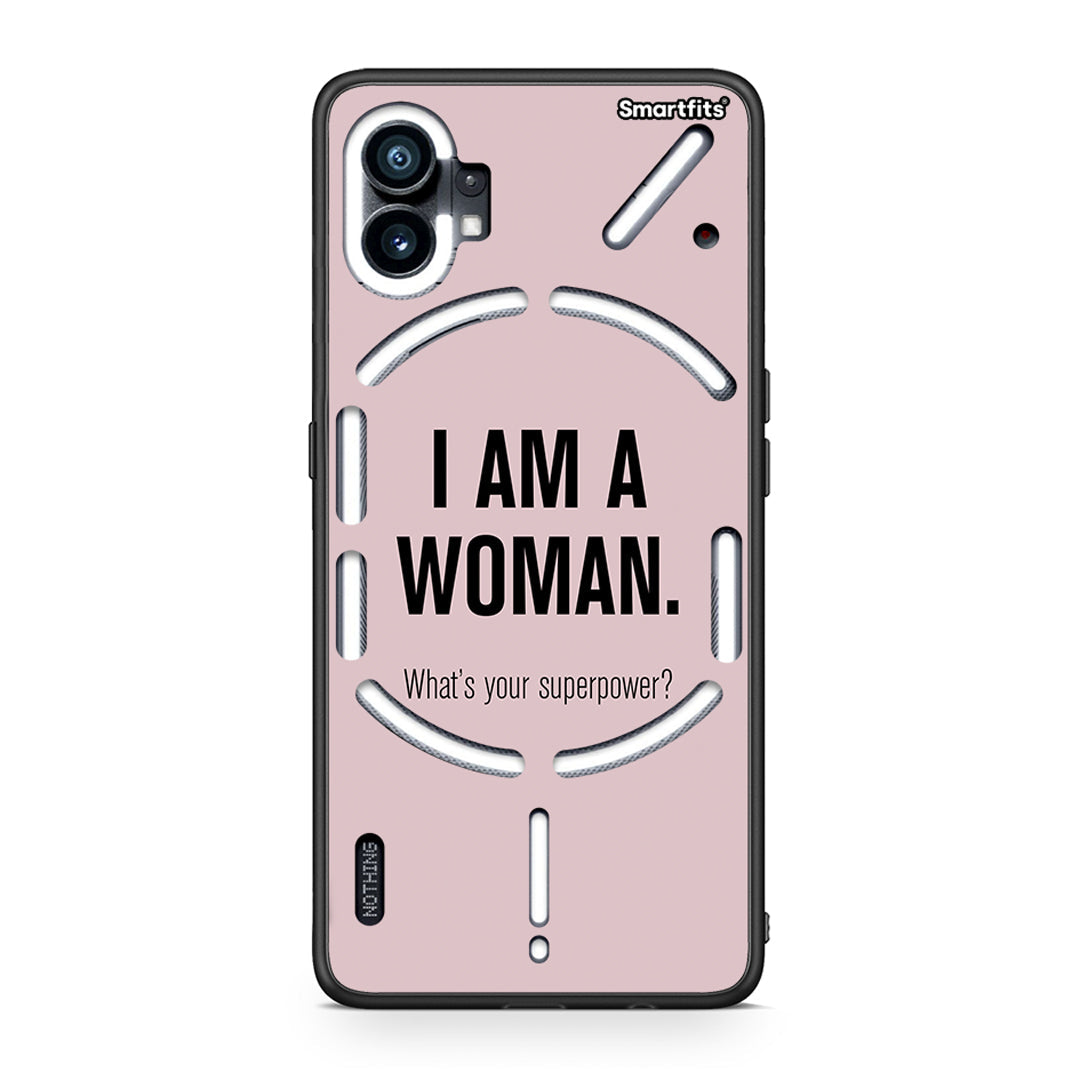 Nothing Phone 1 Superpower Woman θήκη από τη Smartfits με σχέδιο στο πίσω μέρος και μαύρο περίβλημα | Smartphone case with colorful back and black bezels by Smartfits